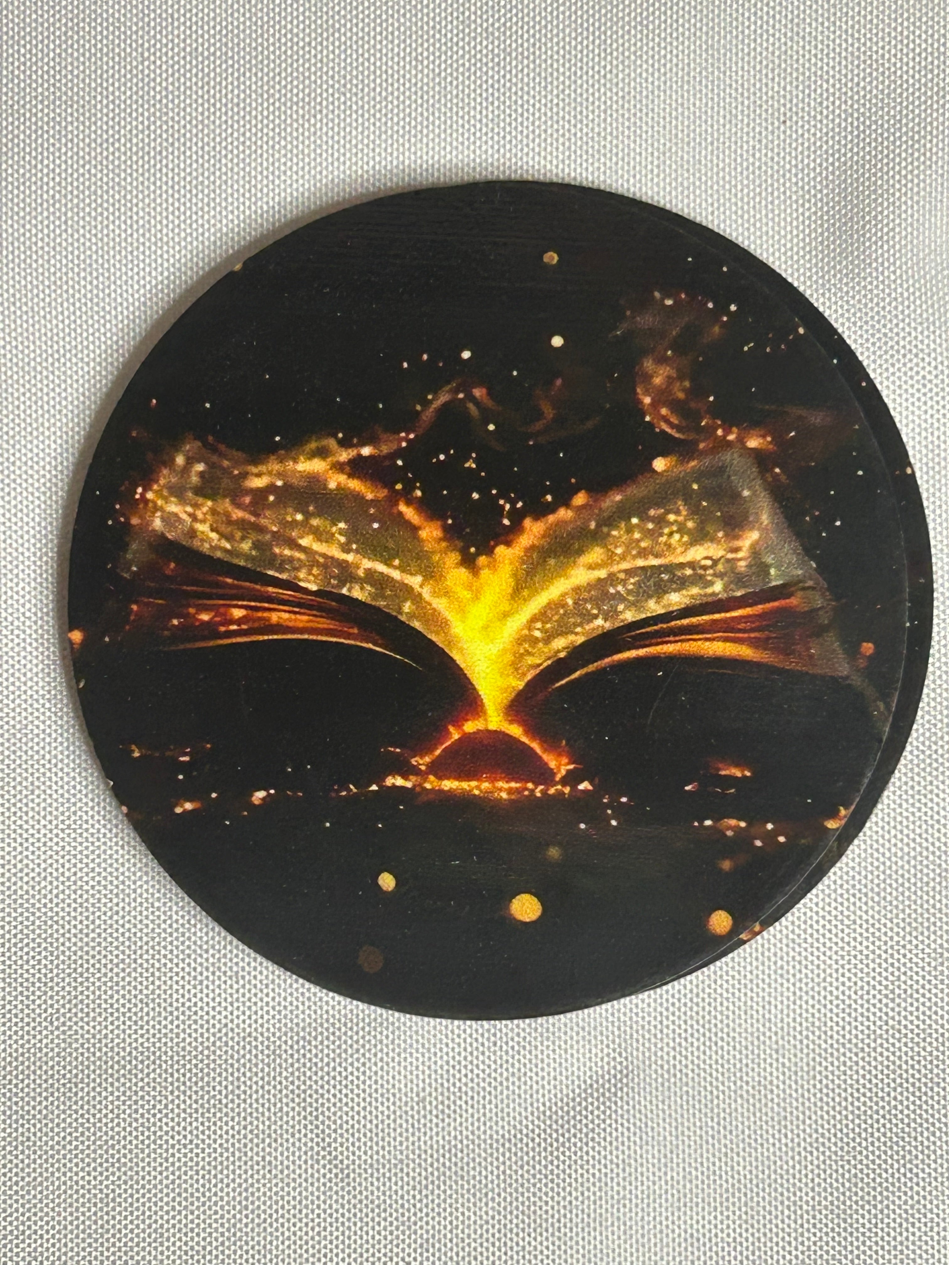 Wooden book lover coaster dark