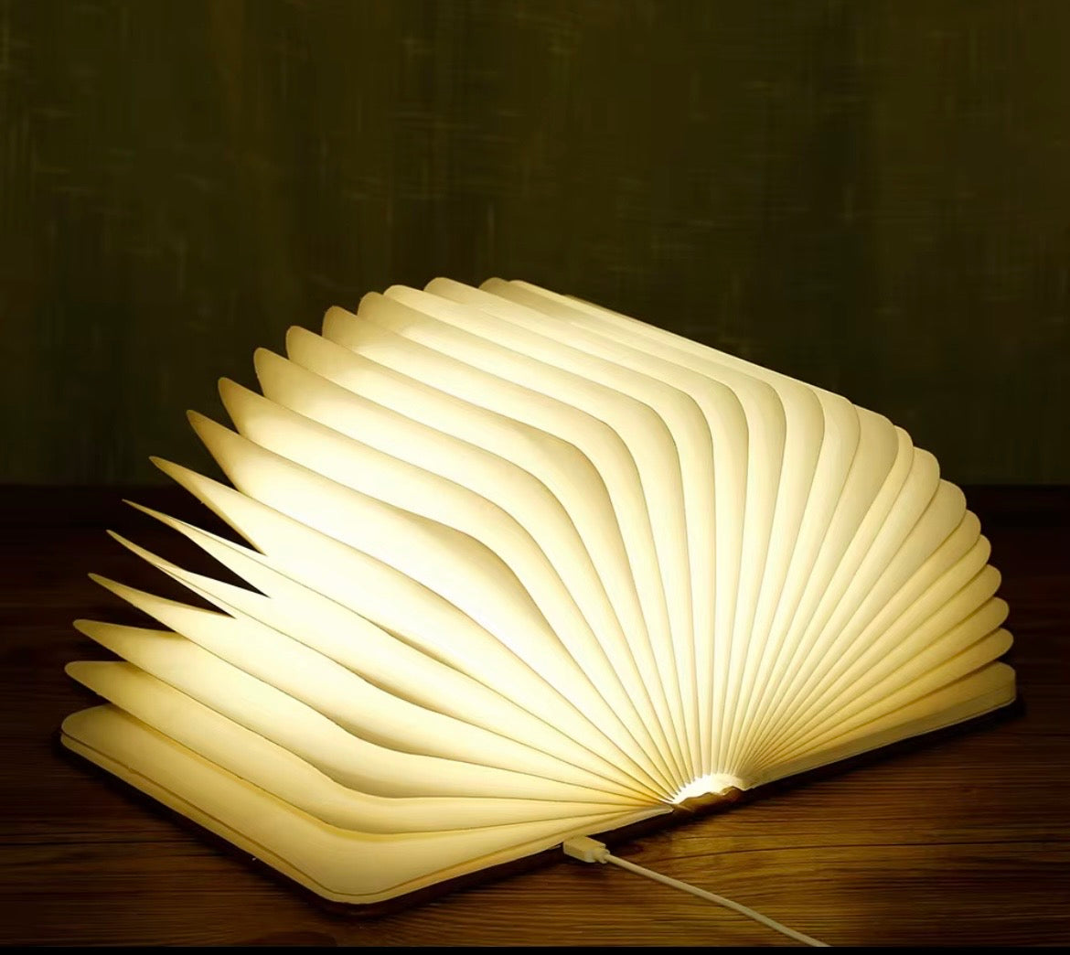 Wooden Book Lamp, Folding Magnetic Book Light, LED Ambient Lighting, (Maple)