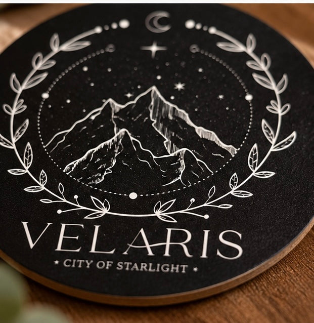 ACOTAR Velaris themed wooden coasters