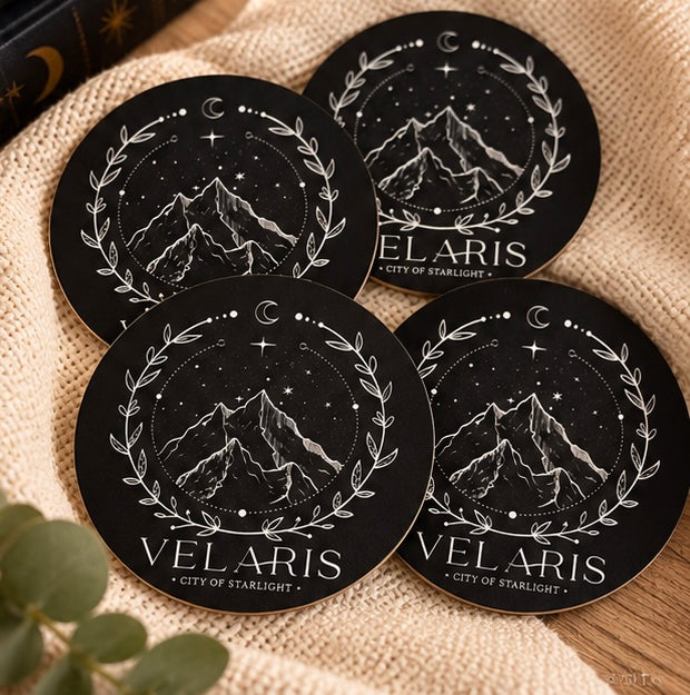 ACOTAR Velaris themed wooden coasters