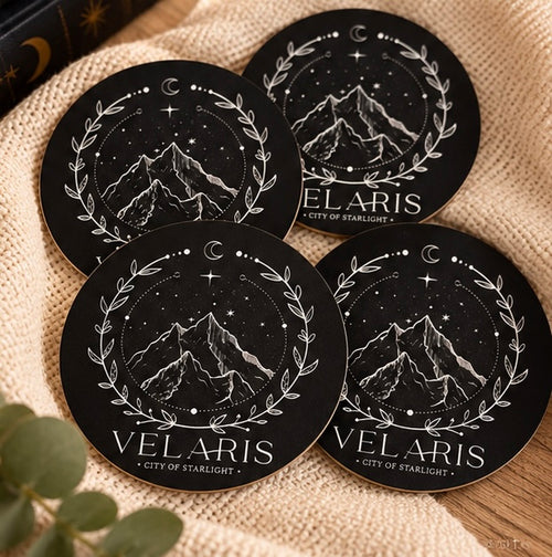 ACOTAR Velaris themed wooden coasters
