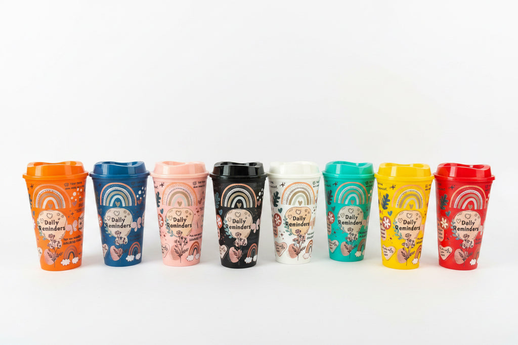 Daily motivation travel cup with lid