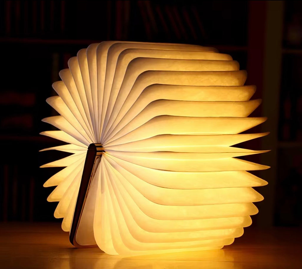 Wooden Book Lamp, Folding Magnetic Book Light, LED Ambient Lighting, (Maple)