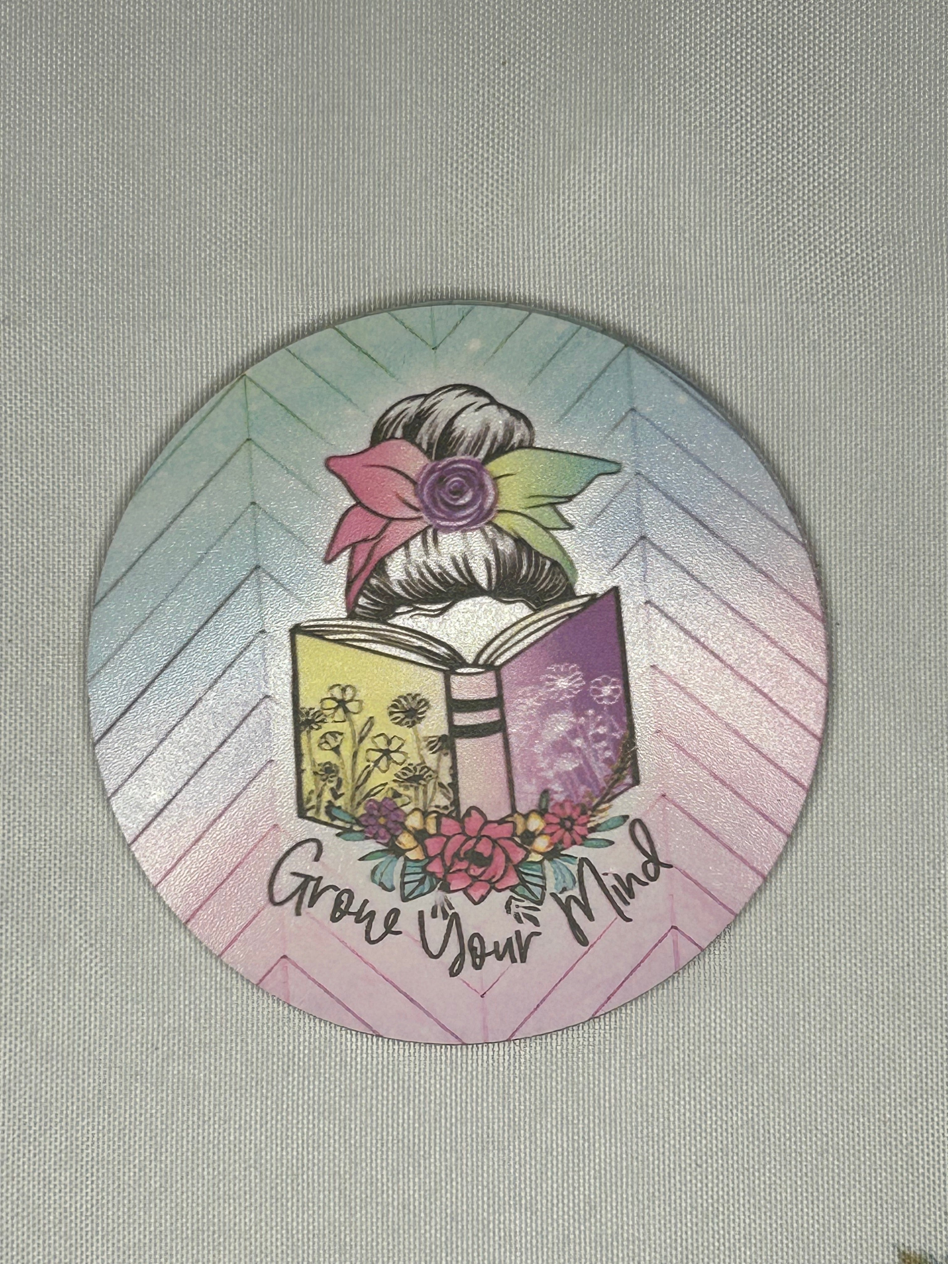 Wooden book lover coaster pinky