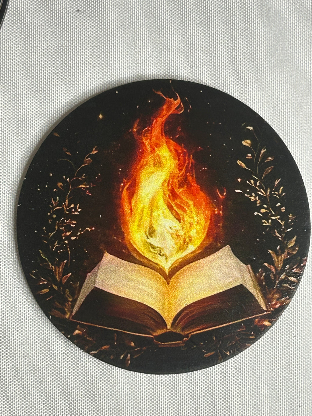 Wooden book lover coaster dark