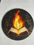 Wooden book lover coaster dark