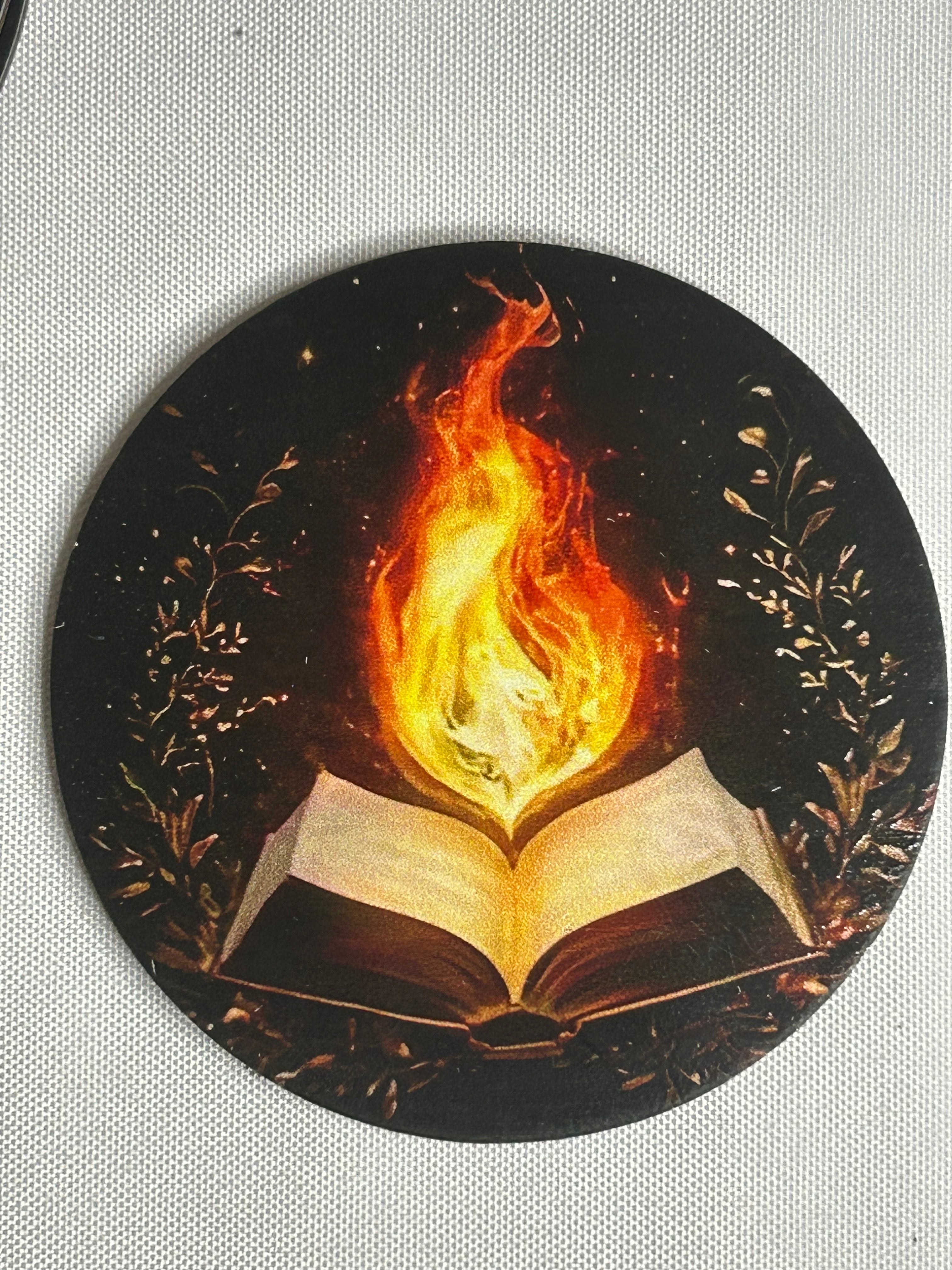 Wooden book lover coaster dark