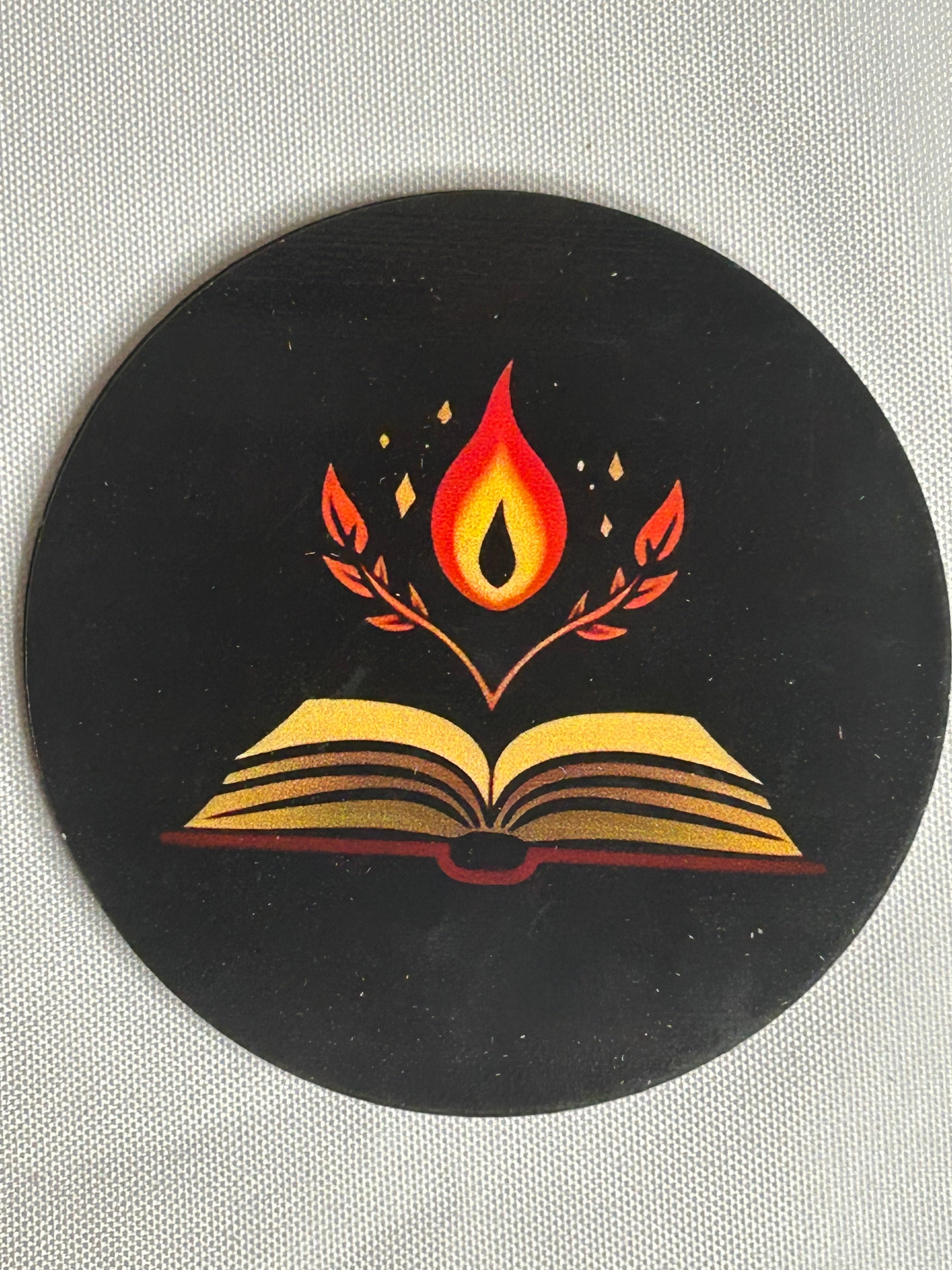 Wooden book lover coaster dark