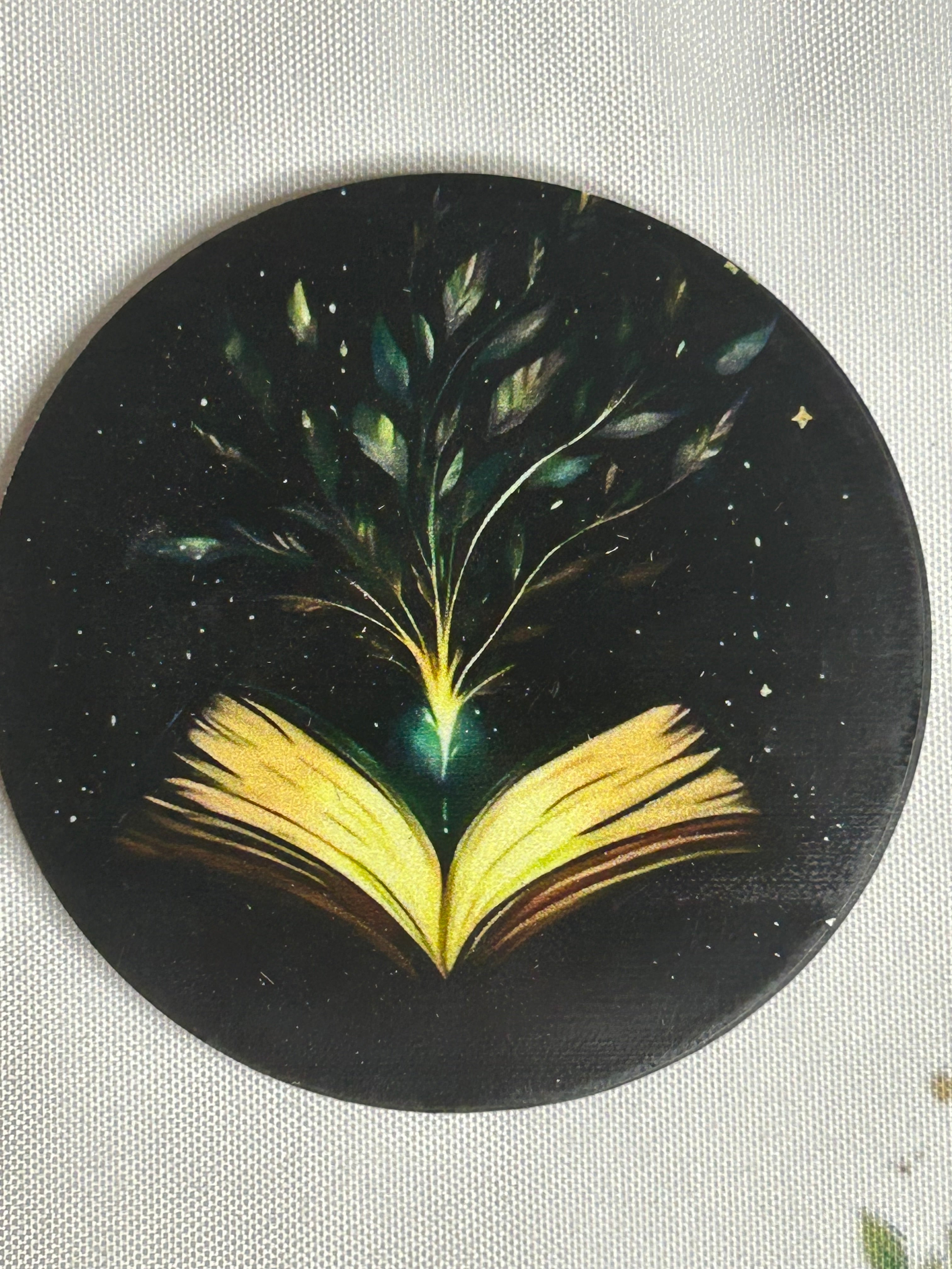 Wooden book lover coaster dark