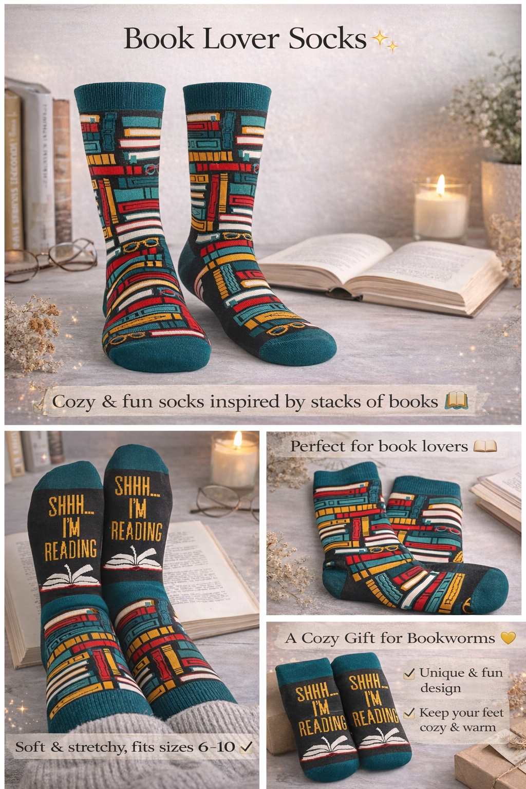 Book lover socks