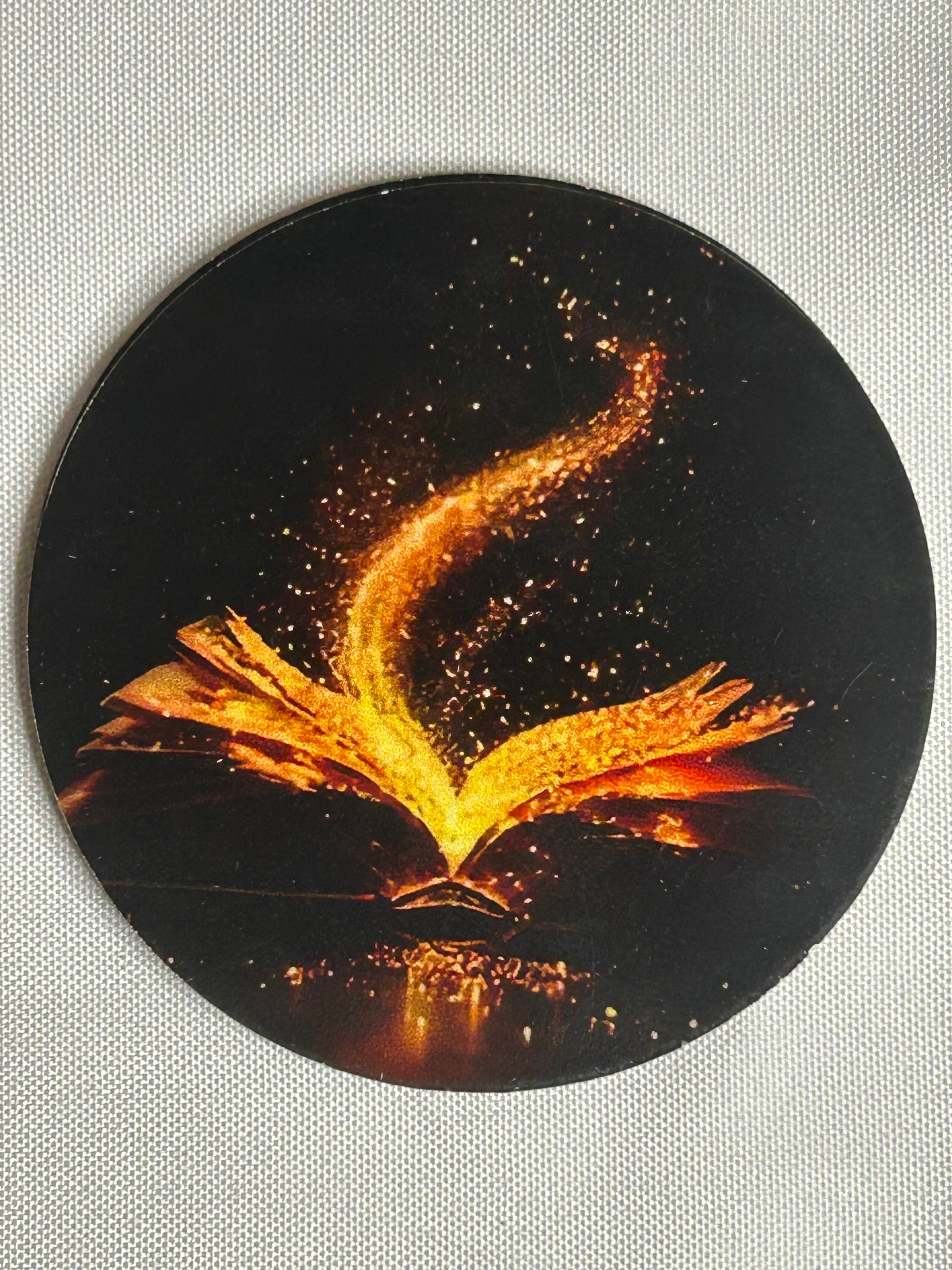 Wooden book lover coaster dark