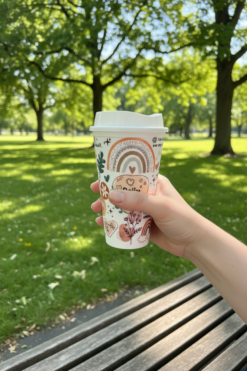 Daily motivation travel cup with lid
