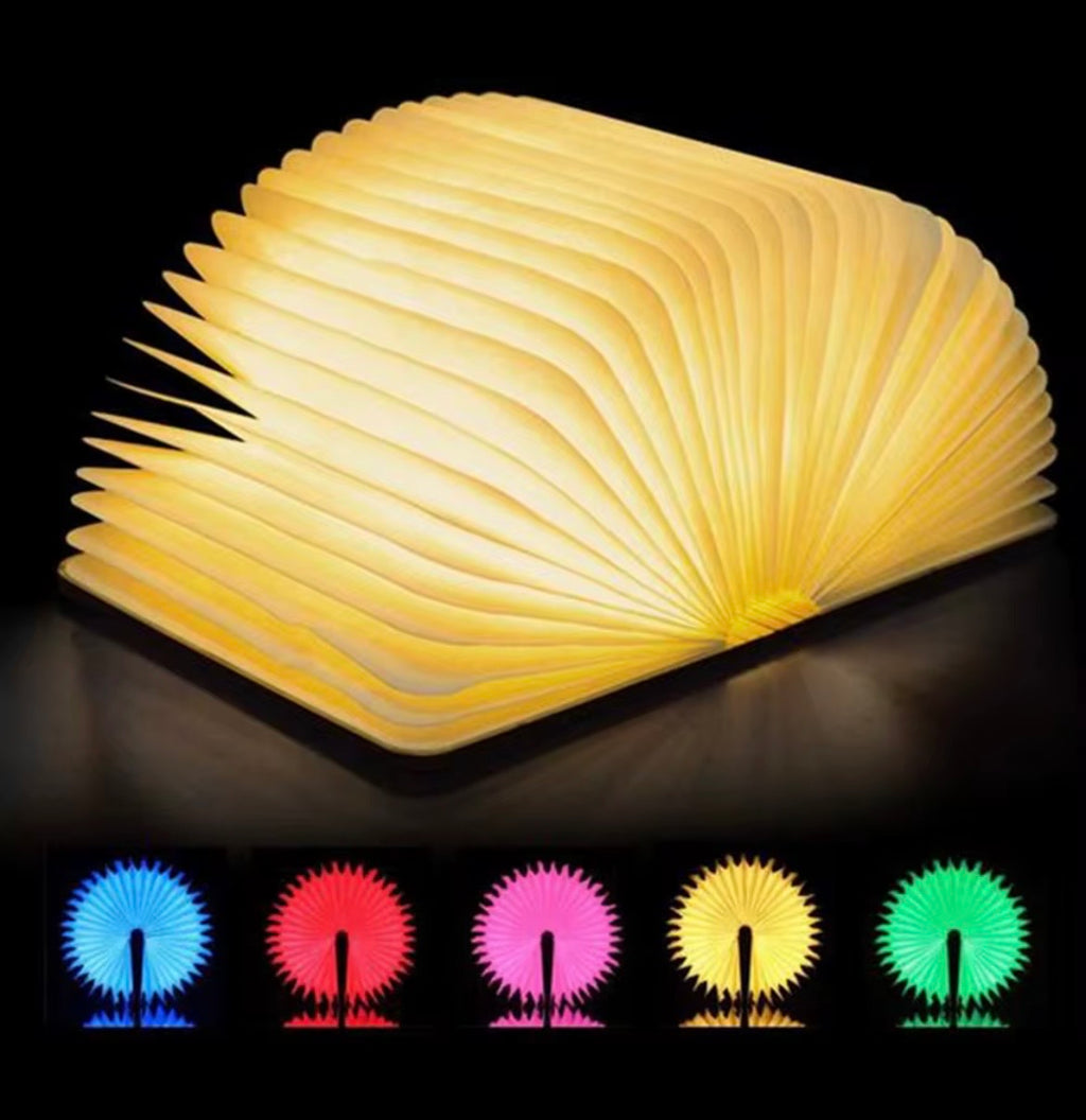 Wooden Book Lamp, Folding Magnetic Book Light, LED Ambient Lighting, (Maple)