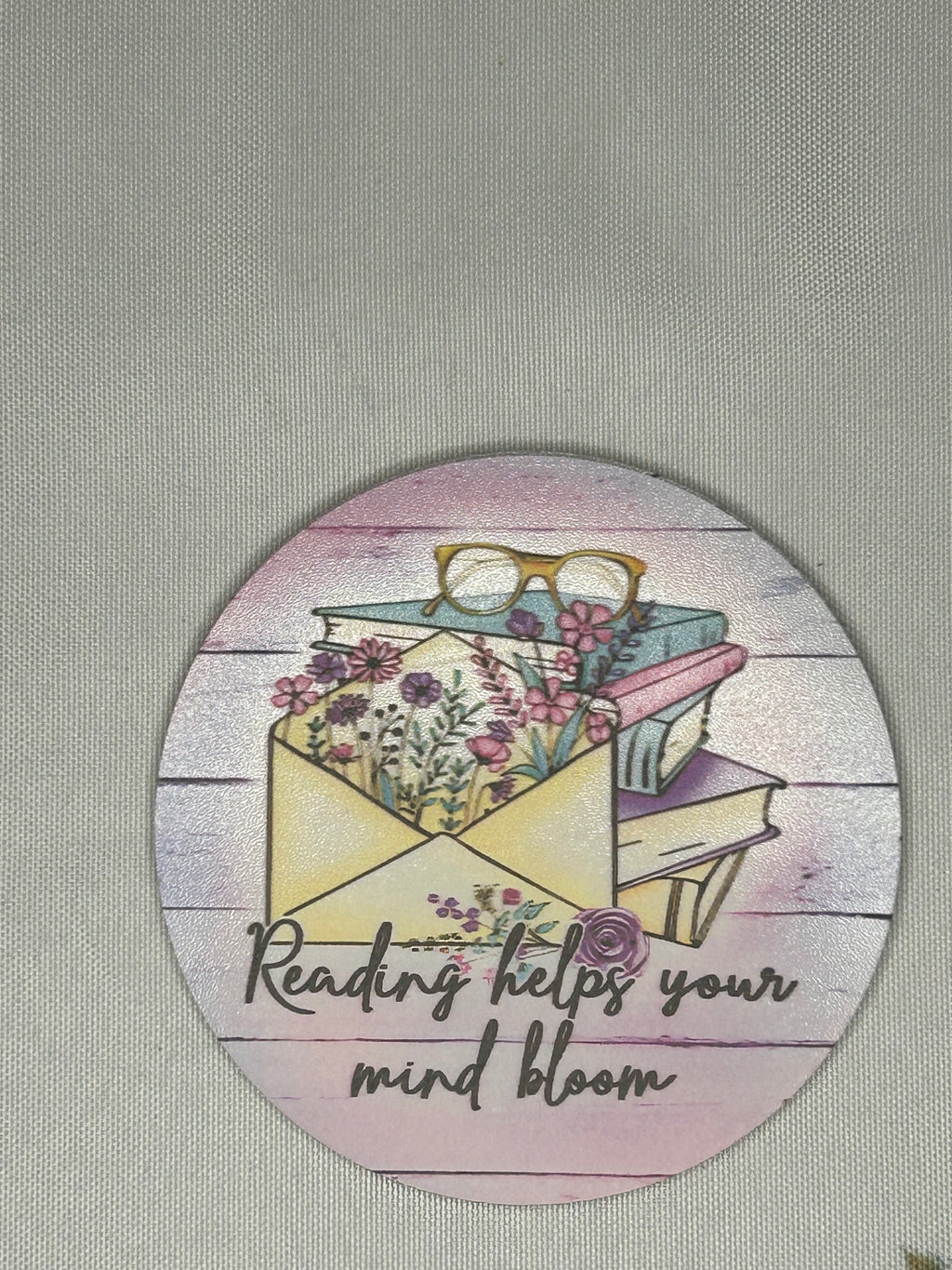 Wooden book lover coaster pinky