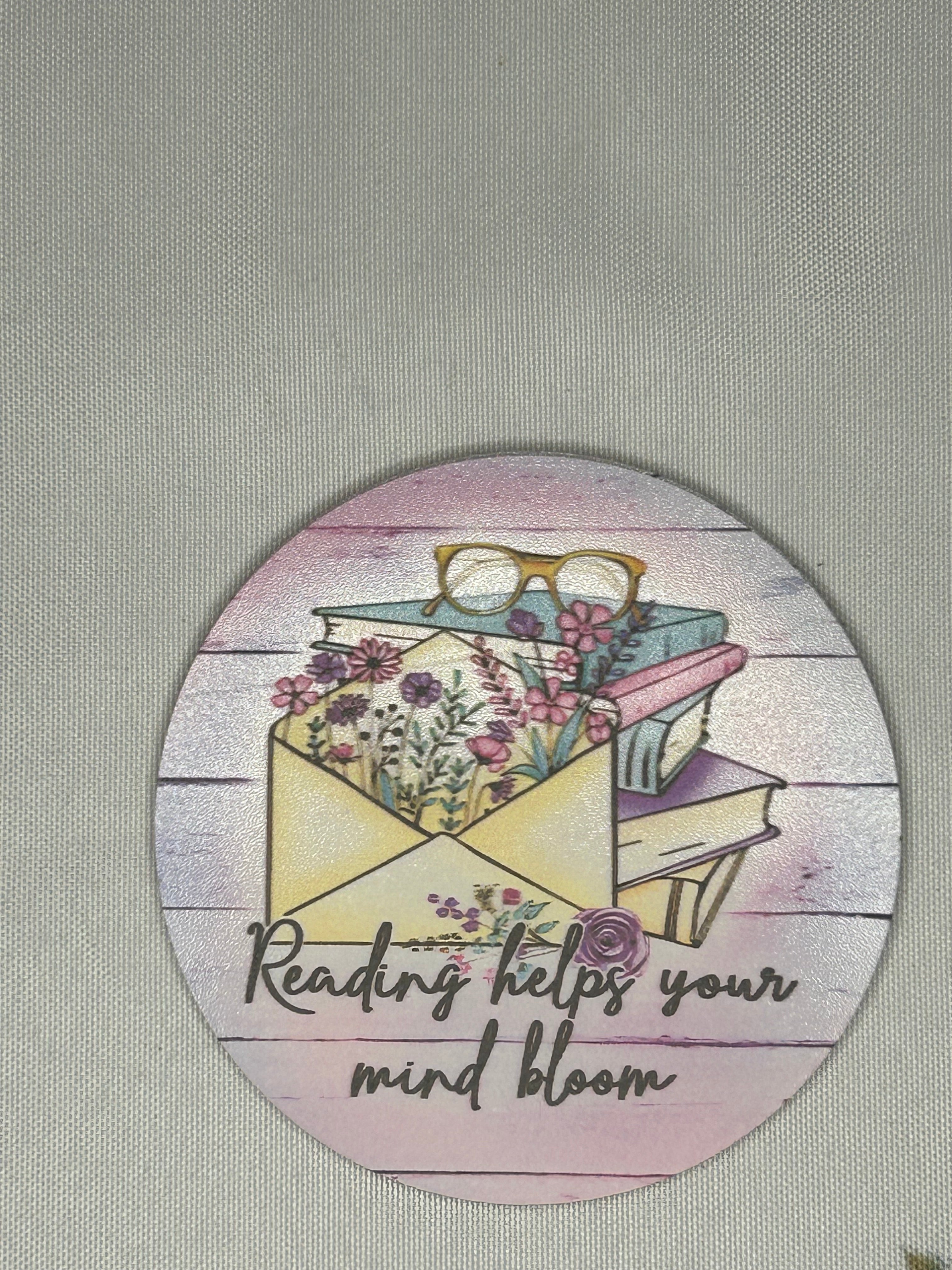 Wooden book lover coaster pinky