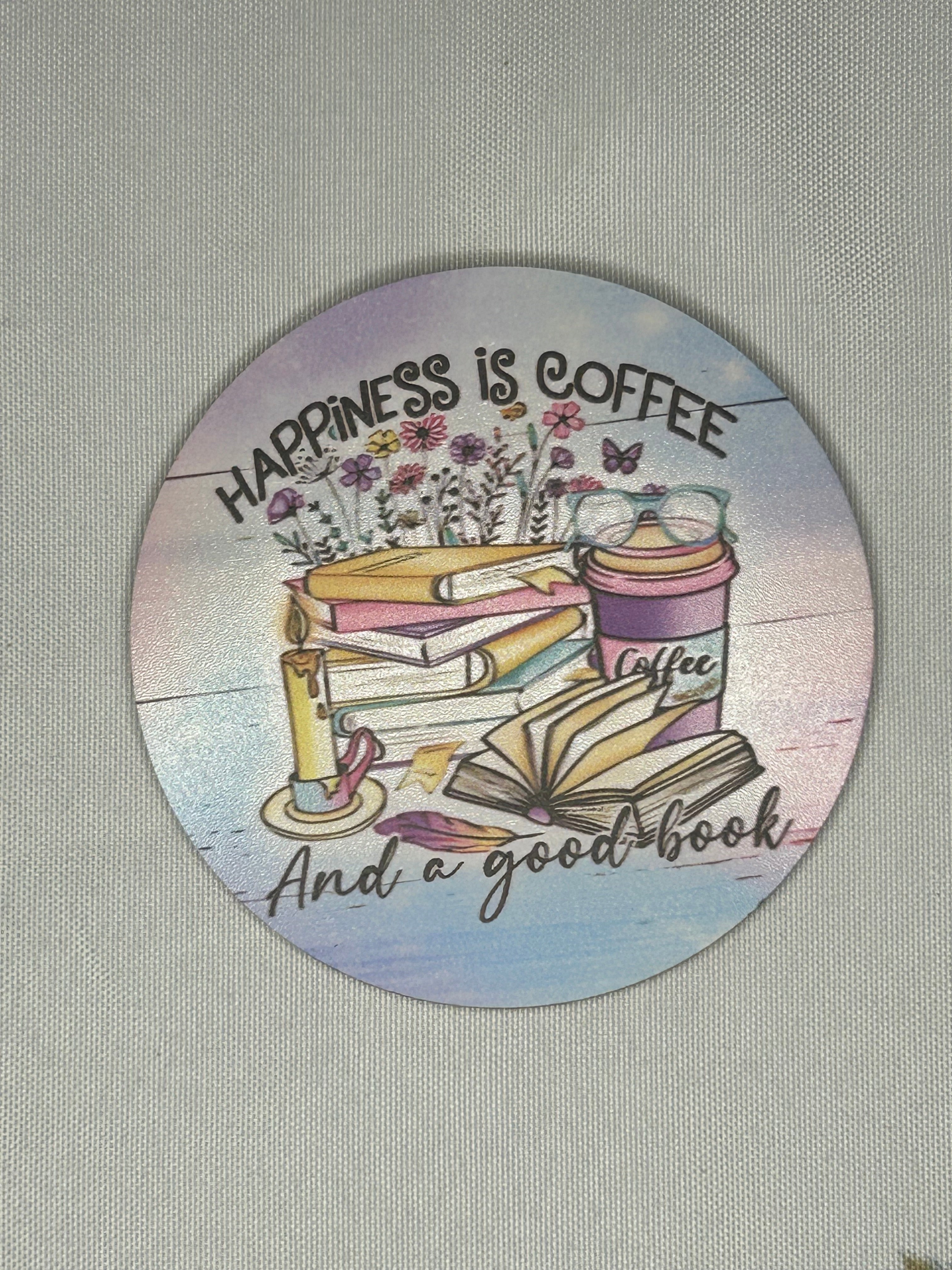 Wooden book lover coaster pinky