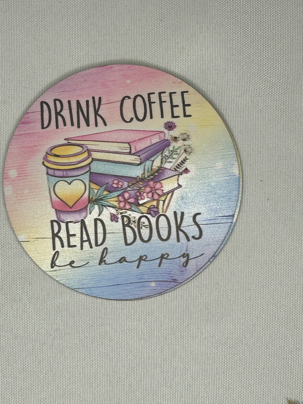 Wooden book lover coaster pinky