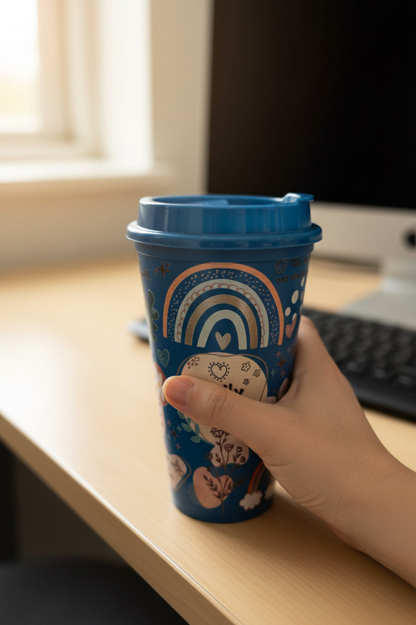 Daily motivation travel cup with lid