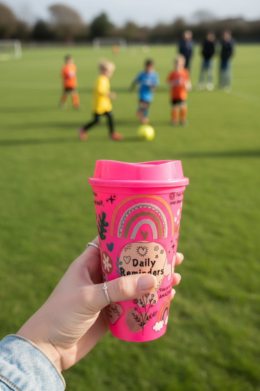Daily motivation travel cup with lid