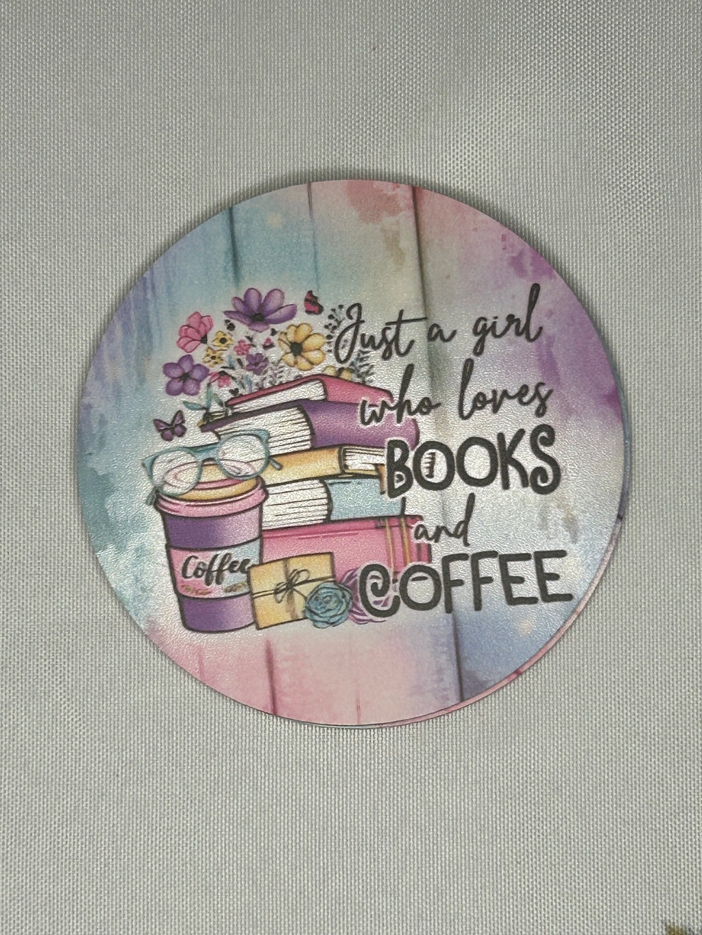 Wooden book lover coaster pinky