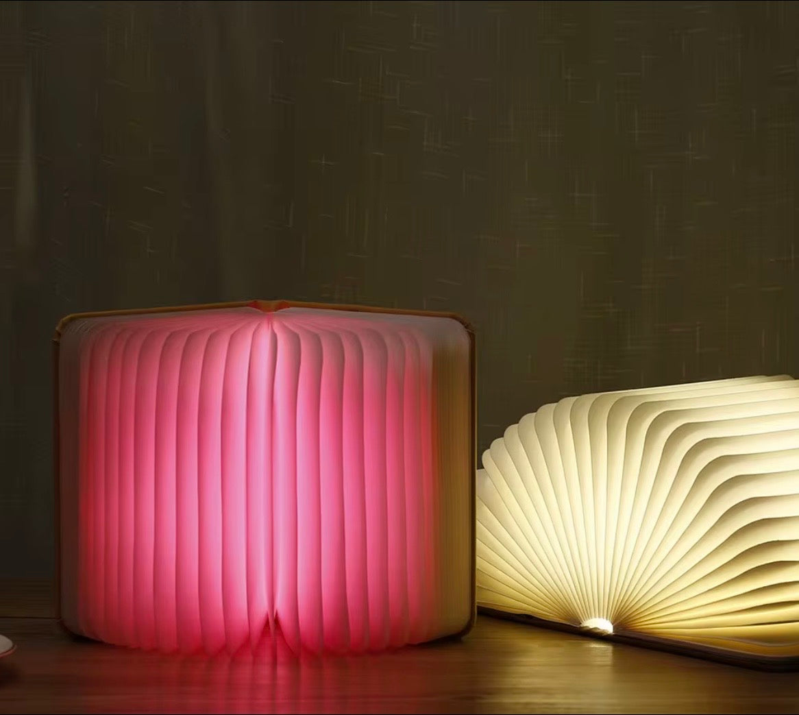 Wooden Book Lamp, Folding Magnetic Book Light, LED Ambient Lighting, (Maple)