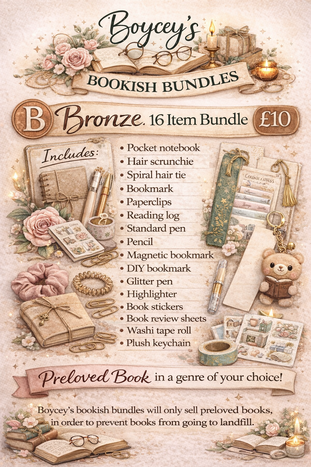 16 Item - Bronze bookish bundle