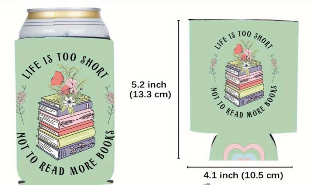 Can Sleeve - Colourful book lover thermal cooler sleeves - random colour