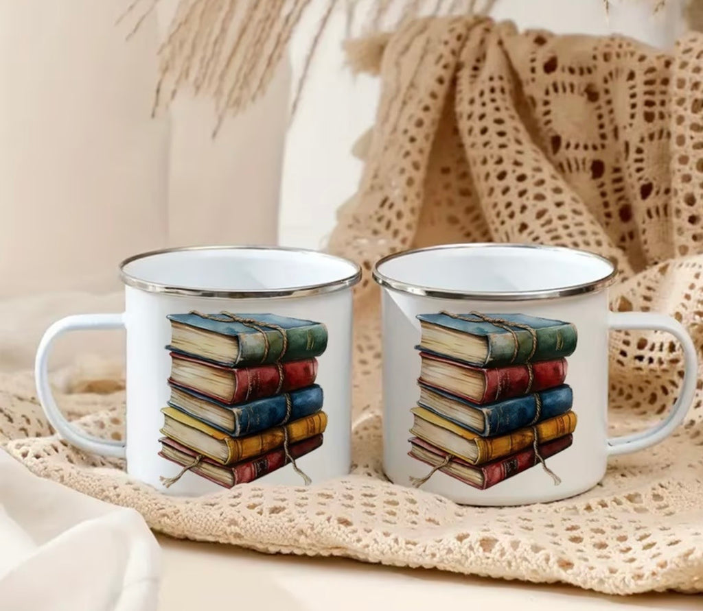 Enamel Mug - Book Lover Design perfect gift for readers