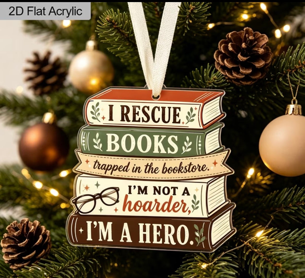 Christmas book lover hanging decorations