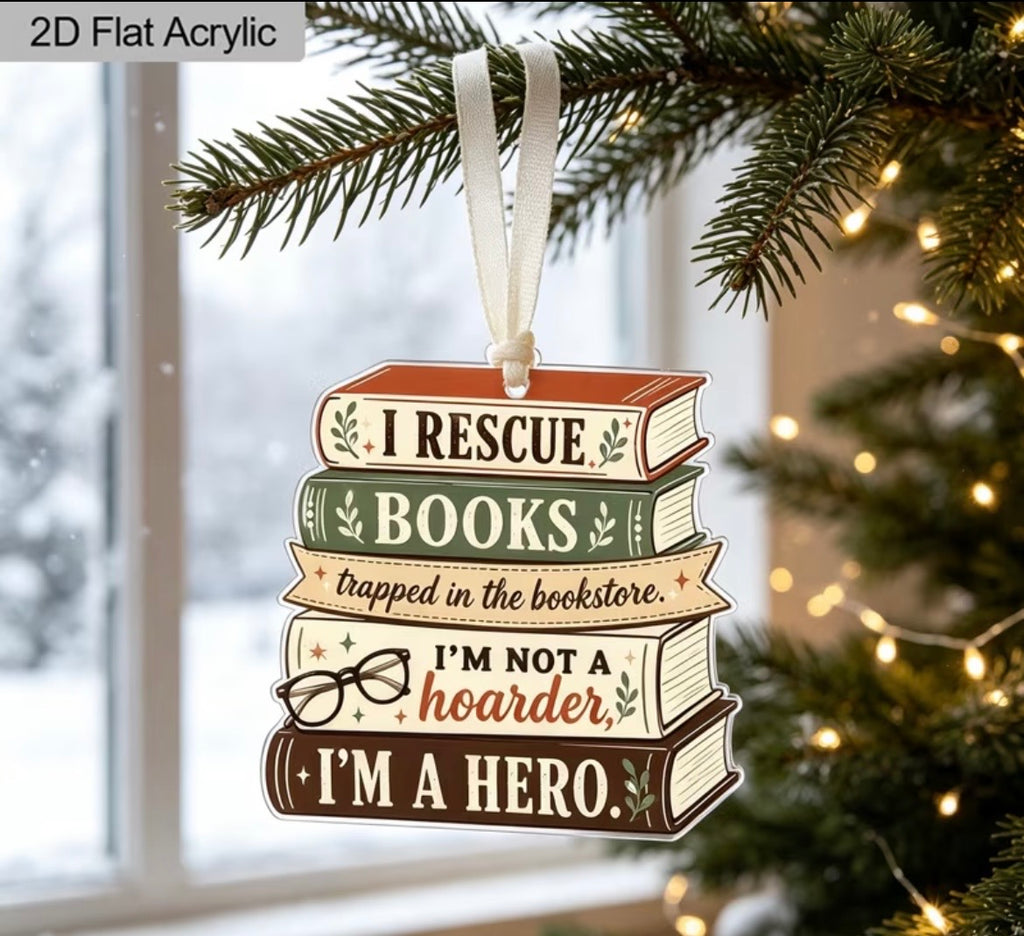 Christmas book lover hanging decorations