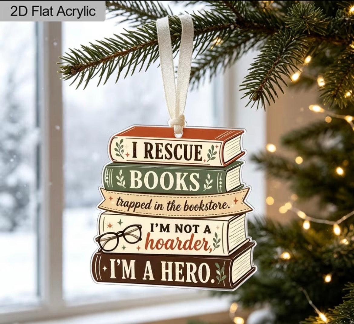 Christmas book lover hanging decorations