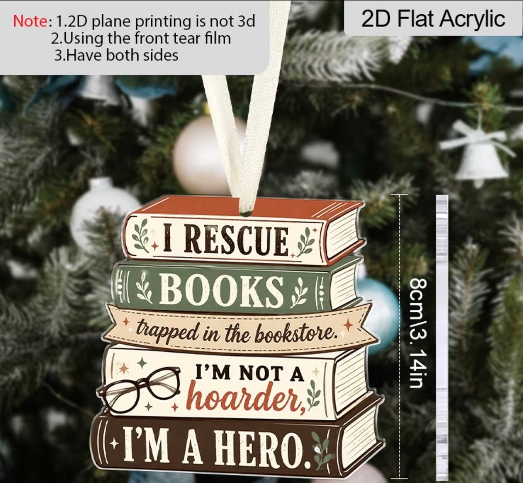 Christmas book lover hanging decorations