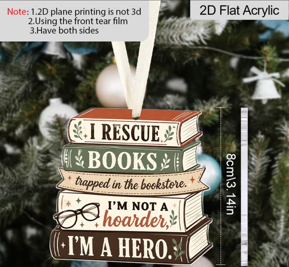 Christmas book lover hanging decorations