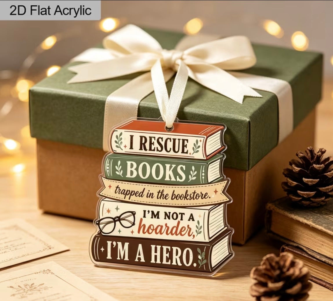 Christmas book lover hanging decorations