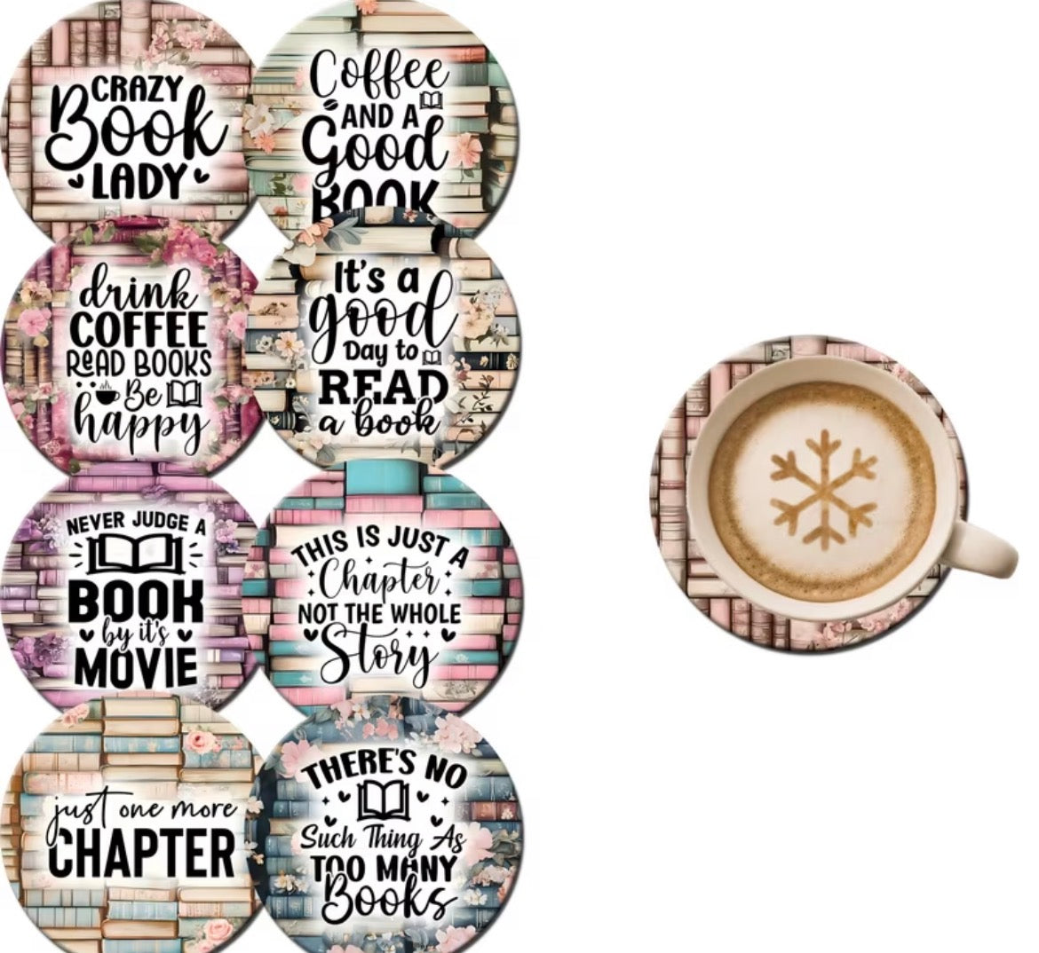 Book themed wooden coasters