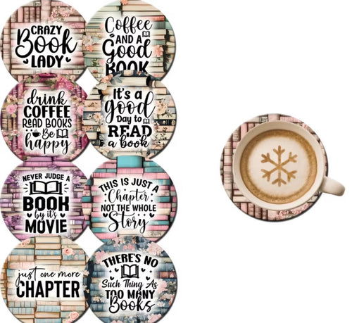Book themed wooden coasters